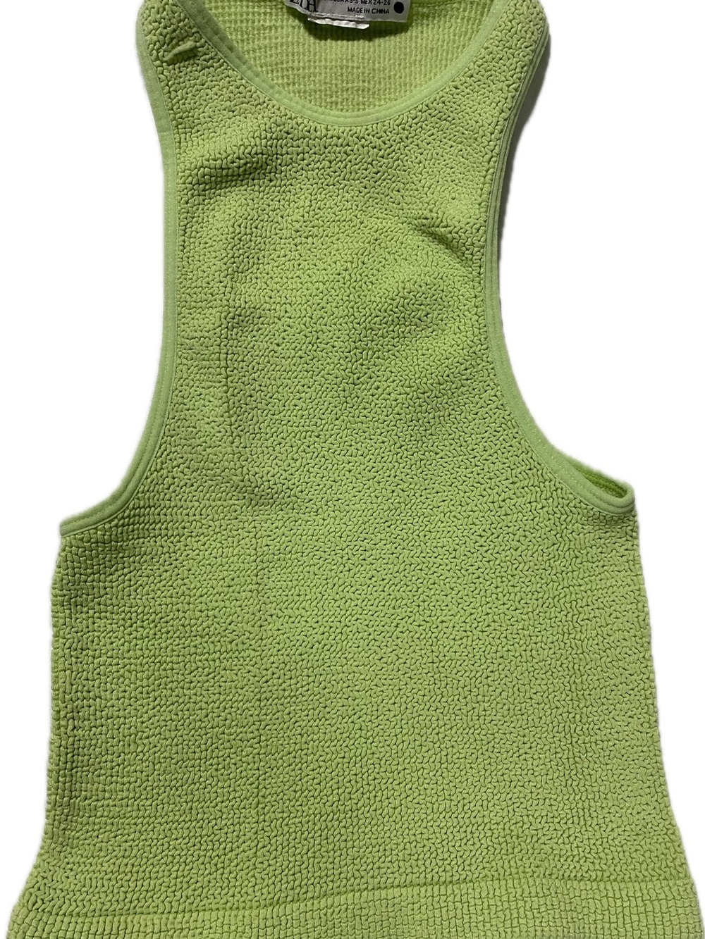 Zara Neon Lime Textured Racerback Crop Tank